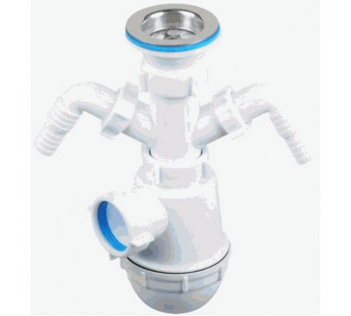 Сифон для мойки АНИ Грот 1.1/2х40 c 2-мя отводами д/стир.машины А1100