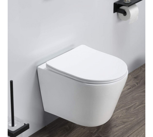 Унитаз подвесной Comforty 105 безободковый, сиденье дюропласт softclose тонкое, быстросъёмное
