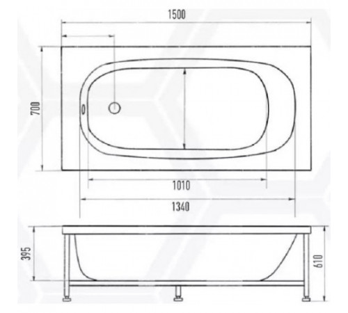 Ванна акриловая Eurolux LAIT 150х70