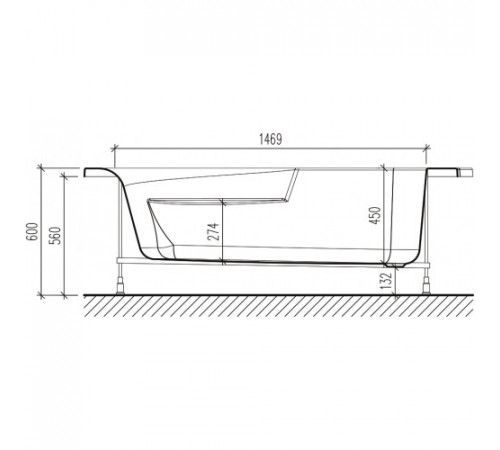 Ванна акриловая Eurolux BAGI 170x100 R