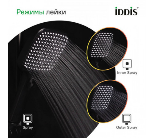 Лейка для душа IDDIS Esper ESP3FBSi18 квадратная, черная матовая