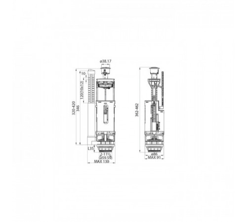 Арматура смывная IDDIS Optima Home F012400-01K, Белый, 2-ур, нижний подвод, тип А