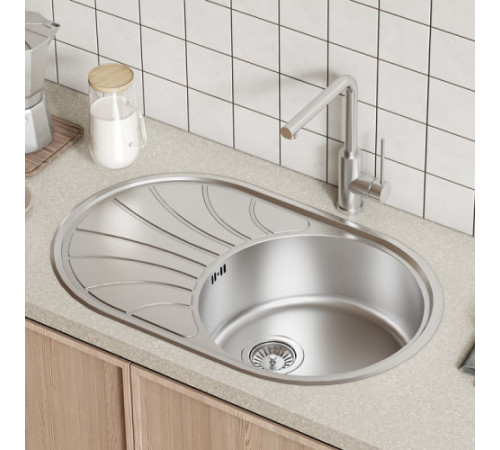 Мойка кухонная IDDIS Suno SUN77SDi77, нерж. сталь, шелк, 770*480