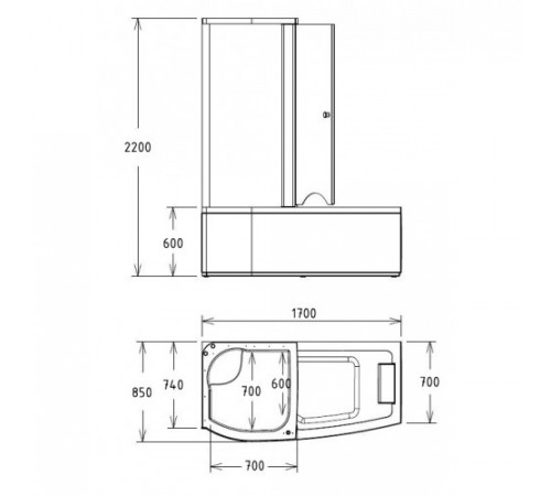 Акриловая ванна Gemy G8040 C L