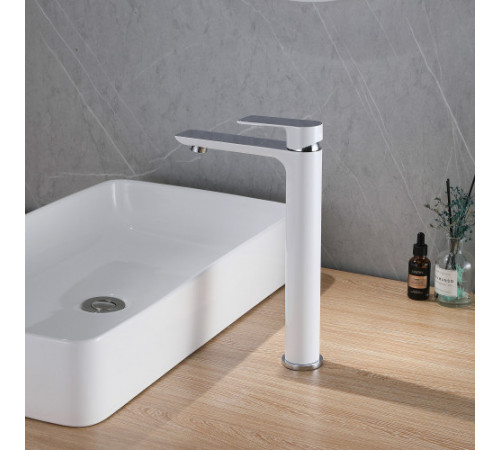 Смеситель ABBER Weiss Insel AF8011W для раковины, белый-хром