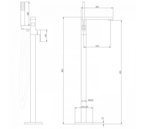 Смеситель ABBER Daheim AF8215G напольный, золото матовое