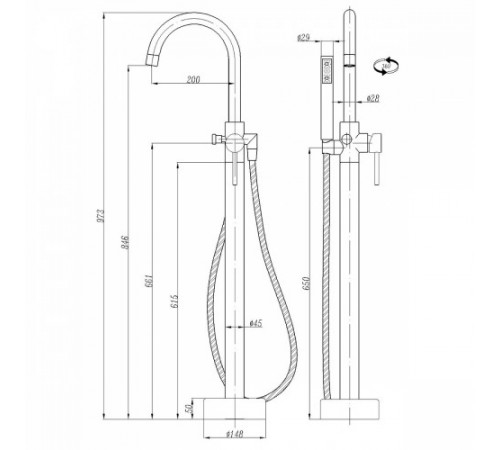Смеситель ABBER Wasser Kreis AF8116B напольный, черный матовый