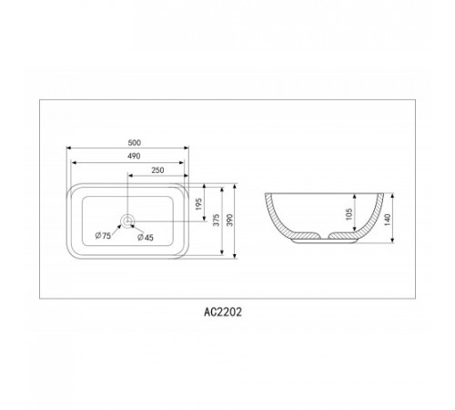 Раковина накладная ABBER Rechteck AC2202 белая