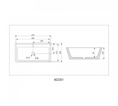 Раковина накладная ABBER Rechteck AC2201MB черная матовая