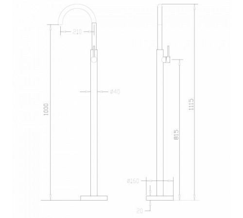 Смеситель ABBER Wasser Kreis AF8141B напольный для раковины, черный матовый