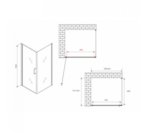 Душевой уголок ABBER Sonnenstrand AG04080B-S75B