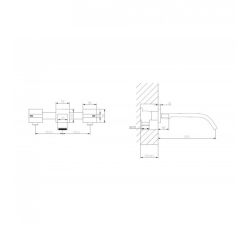Смеситель ABBER Wasserfall AF8612B для раковины скрытого монтажа, черный матовый