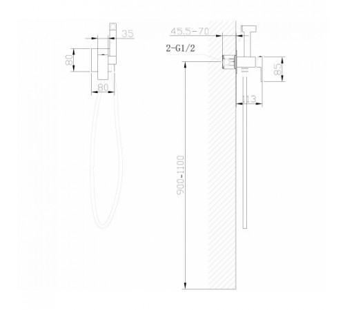 Смеситель ABBER Daheim AF8226B с гигиеническим душем, черный матовый