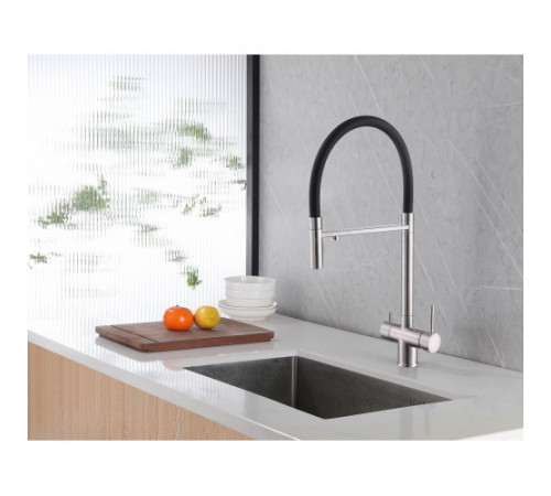 Смеситель ABBER Wasser Kreis AF81141 для кухни с подключением фильтра и выдвижной лейкой, хром