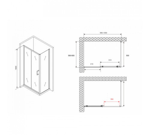 Душевой уголок ABBER Schwarzer Diamant AG301005-S605